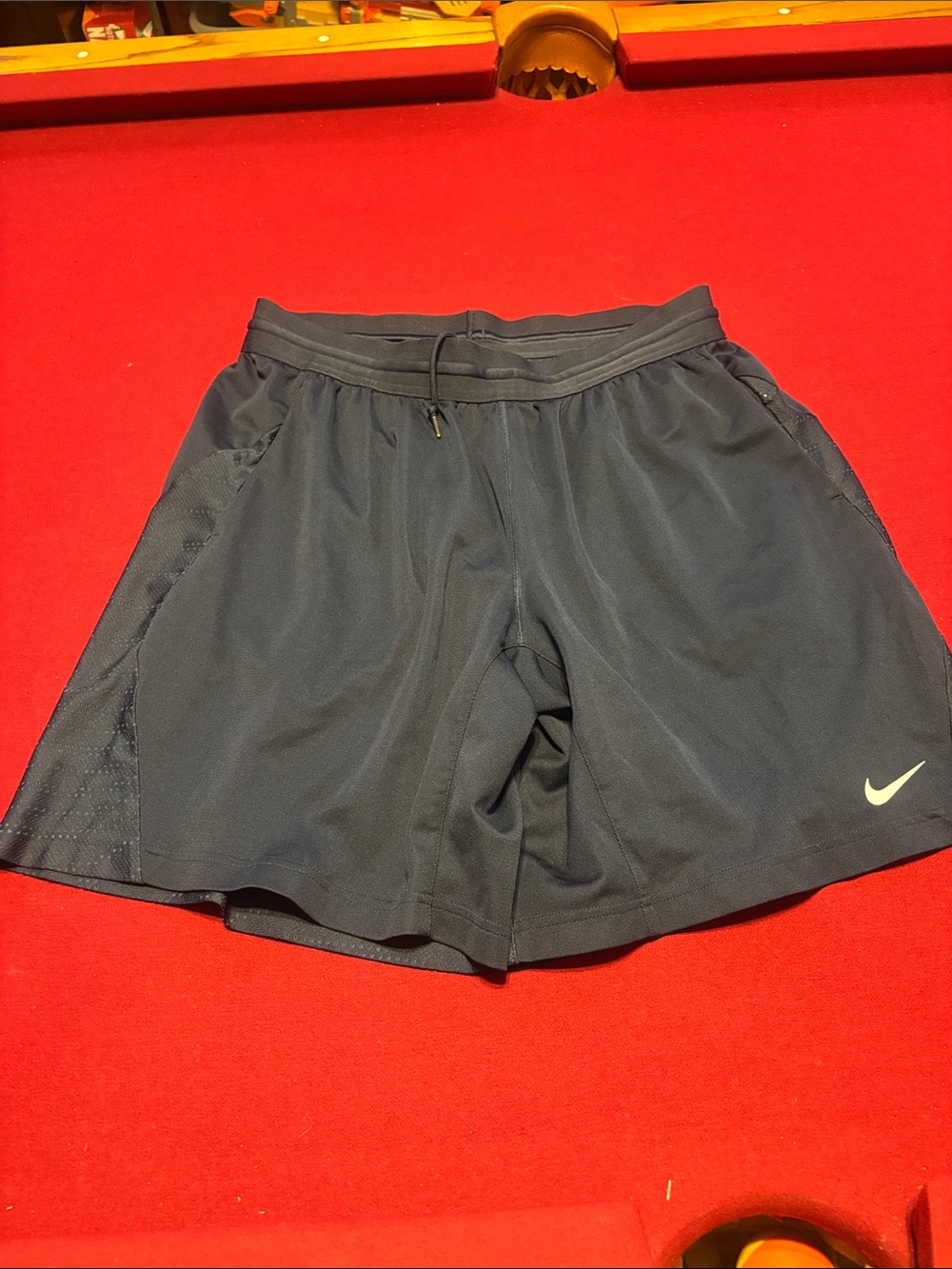 Nike Men's Dark Navy Athletic Shorts with White Swoosh